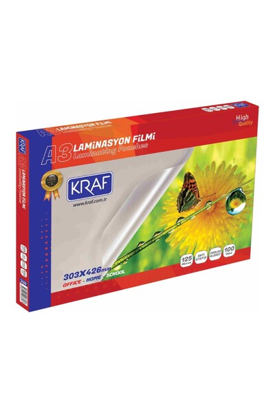 KRAF Laminasyon Filmi Parlak A3 125 Mic 100lü 2123