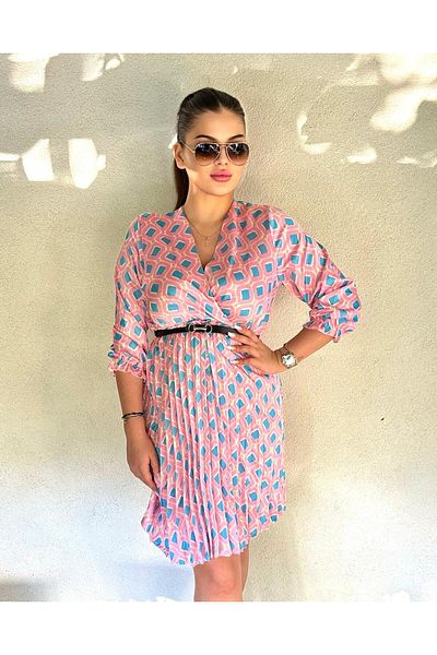 Intisimo Rochie de vară, curea, midi, roz/albastru