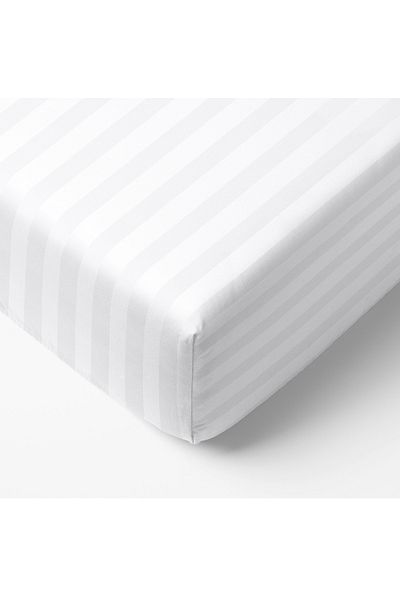 PATRU ANOTIMPURI Bed sheet with elastic Damask, 2 cm stripes, density 160 gr/sqm, 25 cm height
