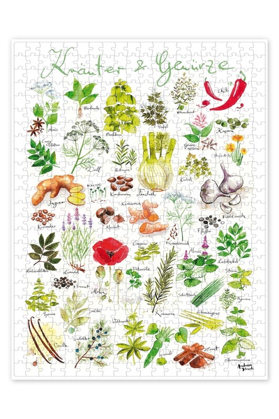 Jeronkarji Otlar ve baharatlar (almanca) 500 Parça Puzzle Yapboz Mutfak Temal...