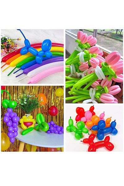 Rally 100PCS Decorative Long Balloons Magic Balloons Multicolor