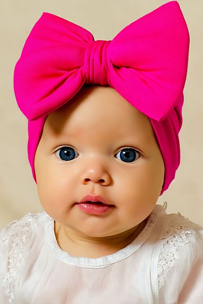 Bebekino Baby Girl Bow Bonnet Solid Color