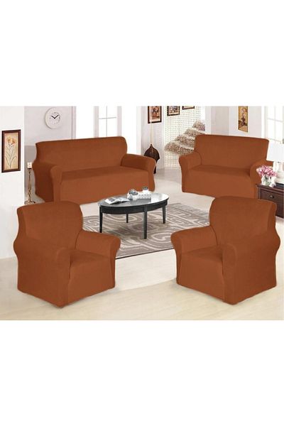 rexa Sofa Cover Velvet 4-Pieces Set of 7-Seater (3+2+1+1) Super Stretchable Furniture Protector