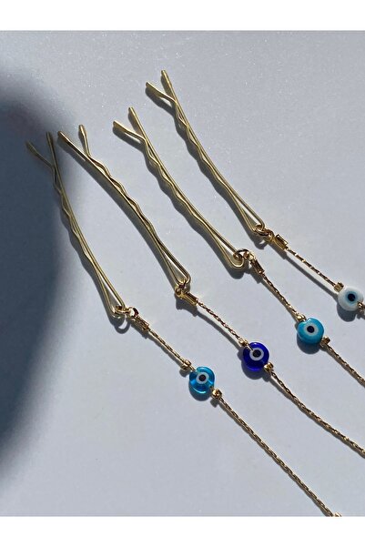 kurukafagift Saç Aksesuarı Nazar Boncuklu Yazlık Saç Süsü Toka Tel