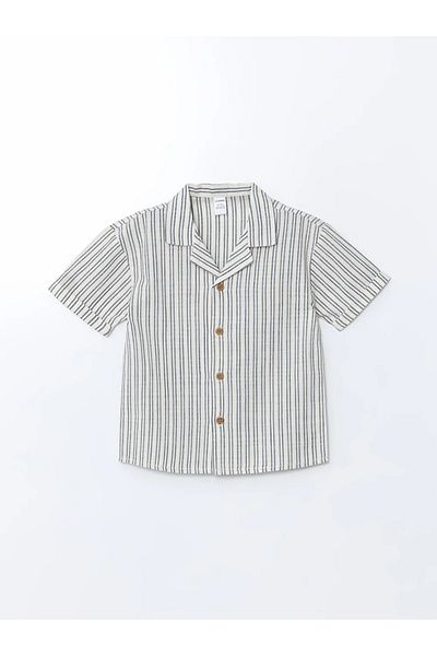 LC Waikiki Lcw Kids Beige Striped Boys' Shirt and Shorts 2-Pack