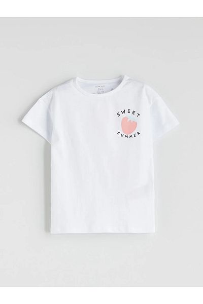 LC Waikiki Lcw Baby White Fruit Printed Baby Girl T-Shirt and Shorts 2-Pack