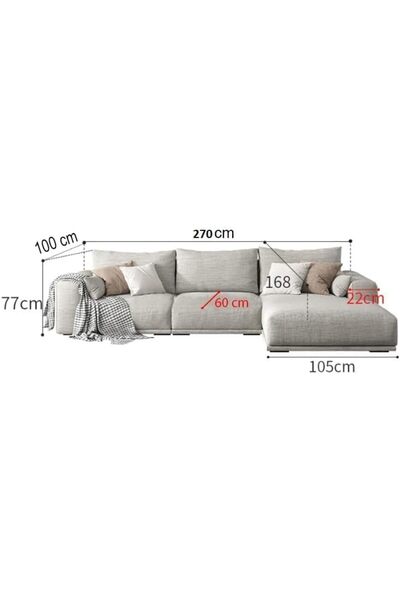 Generic Modern Nordic sofa L shaped sofa corner sofa for living room (Light Grey, Right Lounge)