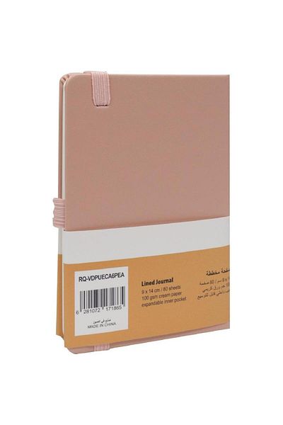 Roco Embossed Pocket Notebook with Elastic Band – 9 x 14 cm, 160 Pages, Lined, Peach