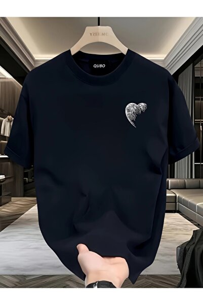 qubo sportswear & company qubo Unisex Oversize Baskılı Pamuklu Bisiklet Yaka Kısa Kollu SİYAH T-shirt