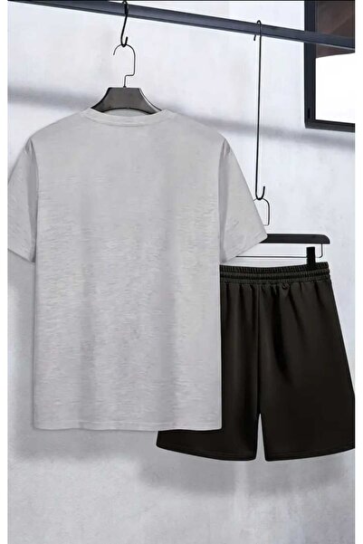 Renna Mood Boy's Grey-Black Los Angeles 1991 Printed Shorts-Tshirt Set