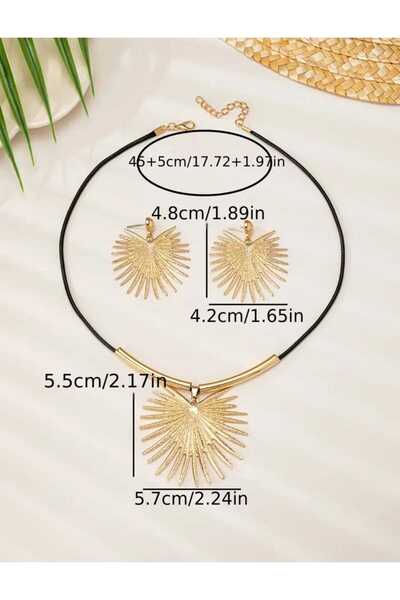 beyna aksesuar Gold Plated Necklace and Earring Set Gift for Lover Gift for Mom