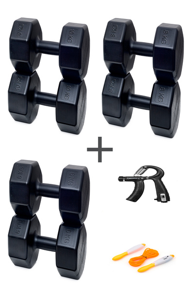 Besinistanbul PS SPOR 3 ÇİFT DAMBIL SET 6 KG + 8 KG +10 KG + AYARLANABİLİR SA...