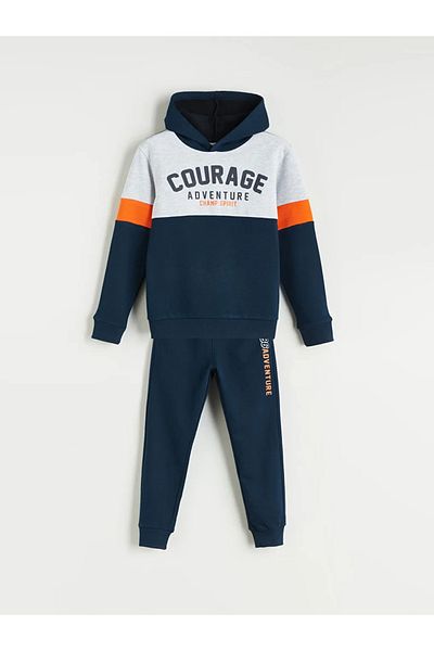 LC Waikiki Lcw Kids Navy Blue Hooded Boys Tracksuit Set