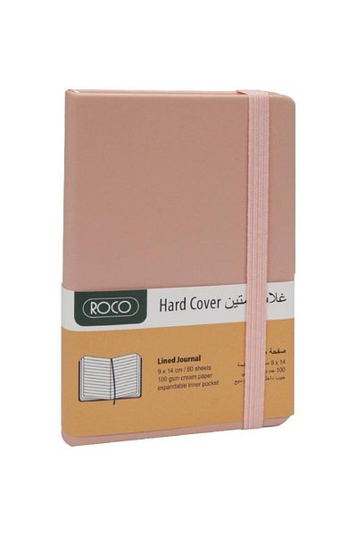Roco Embossed Pocket Notebook with Elastic Band – 9 x 14 cm, 160 Pages, Lined, Peach