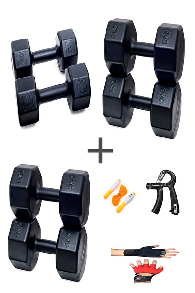 Besinistanbul PS SPOR 3 ÇİFT DAMBIL SET 5 KG + 8 KG + 10 KG + ELDİVEN AYARLAN...
