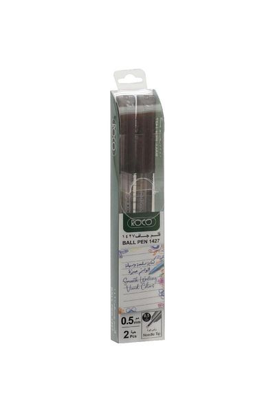 Roco 1427 Dry Ink Ballpoint Pens – Black Ink, 0.5 mm, Pack of 2