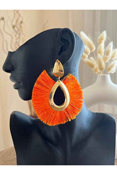 Büyük Hanım أقراط نسائية على شكل سبيكة معدنية مع شرابة كبيرة