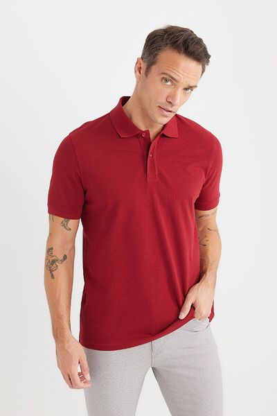 DeFacto 100% bumbac, cu guler polo, cu mânecă scurtă, tricou de bază din țesătură piqué simplă C1293ax25sp