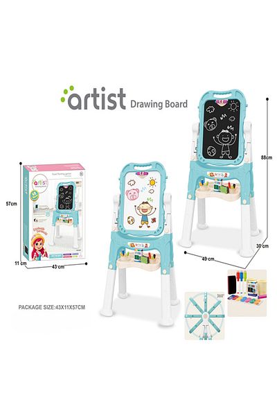 Point Plus Double Art Board for Kids with Drawing Tools and Accessories - Adjustable and Foldable - Size 43 x 11 x 57 cm