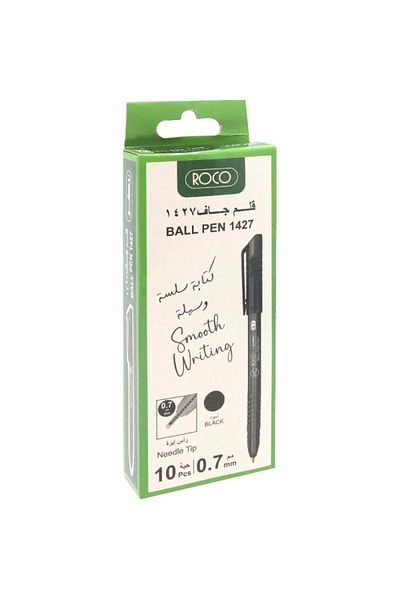 Roco 1427 Dry Ink Ballpoint Pens – Black Ink, 0.7 mm, Pack of 10