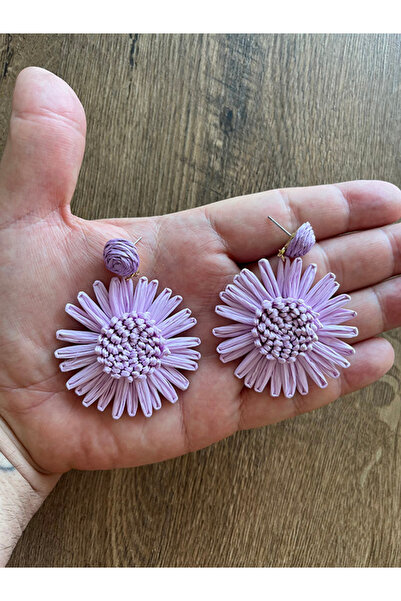 Büyük Hanım Sun Flower Beach Style Handmade Raffia Earrings