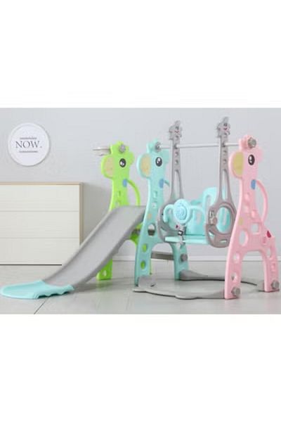 FULLJOY Deer Slide with Swing, Basketball Hoop and Music 4*1, 155*140*105cm UN-DW46BLUE Blue