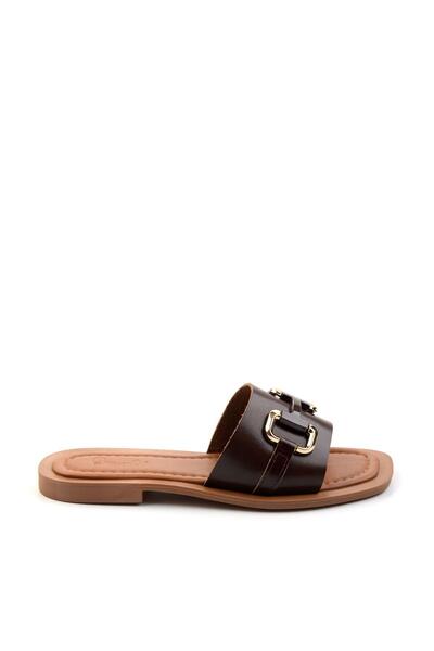 Bambi Kahve Leather Kadın Terlik K04826076503