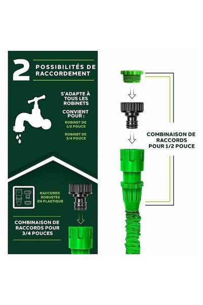 OEM Furtun de gradina flexibila si extensibila, 7 functii, 10m - 30m, material latex, set
