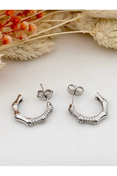 Siya Silver 18 Ayar Altın Kaplama Taşlı Vintage Çelik Küpe - 2 cm