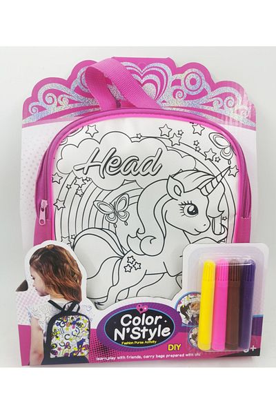 Point Plus DIY Coloring Backpack with Pens - Unicorn Design for Girls - Art and Educational Activity for Kids