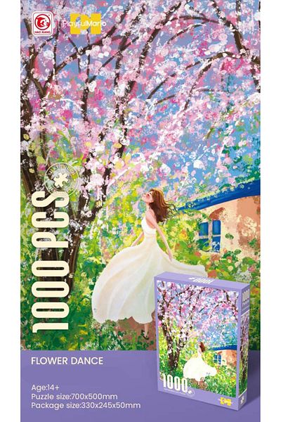 Point Plus 1000 Piece Puzzle - Dance of Flowers | Enchanting Spring Feminine Scene | 70 x 50 cm | Box Size: 33 x 24.5 x 5 cm