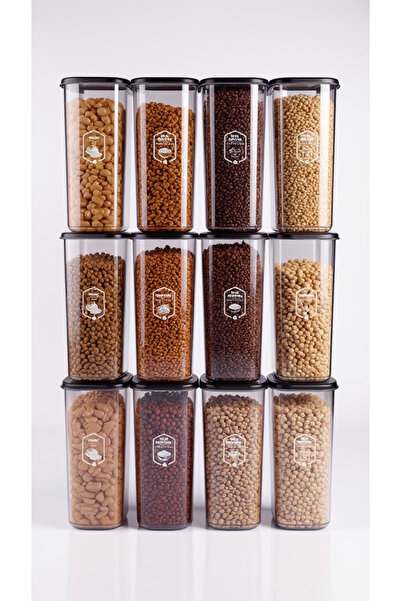 Justyol Set of 12 Large Square Storage Containers - 1700 ml Hard Lid Food Box with Labels