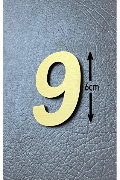 Kapı Numarası 6 CM No. 9 Daire Masa Dolap Numarası Fırcalı GOLD Kendinden Yapışkanlı