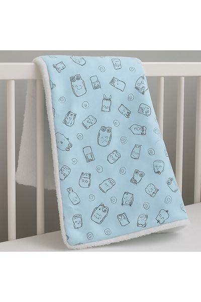 mia mia Owl Patterned Double Layer Plush Blanket 90X105Cm