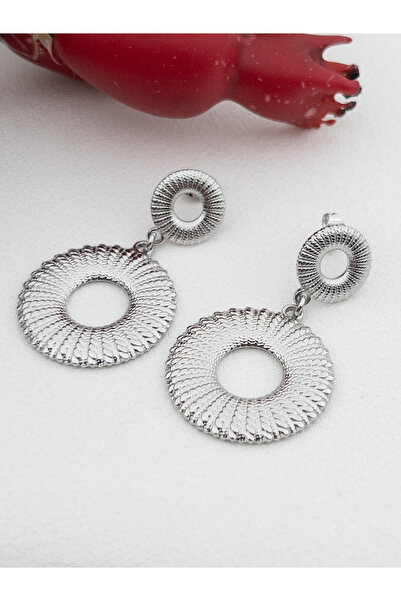 Siya Silver Double Ring Steel Earrings with Dangle