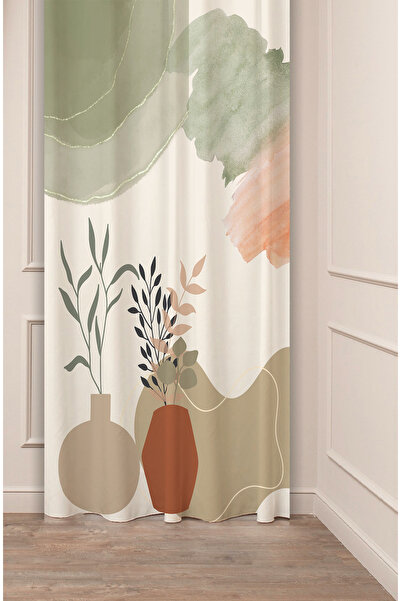 GREENDECOR Floral Bohemian Minimalist Leaf Vase Beige Patterned Special Desig...