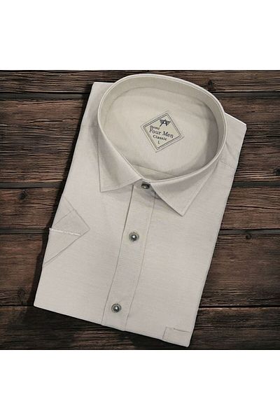 GÖMLEK GALERİSİ Men's Classic Relaxed Fit Pocket Plain Filafil Short Sleeve Shirt