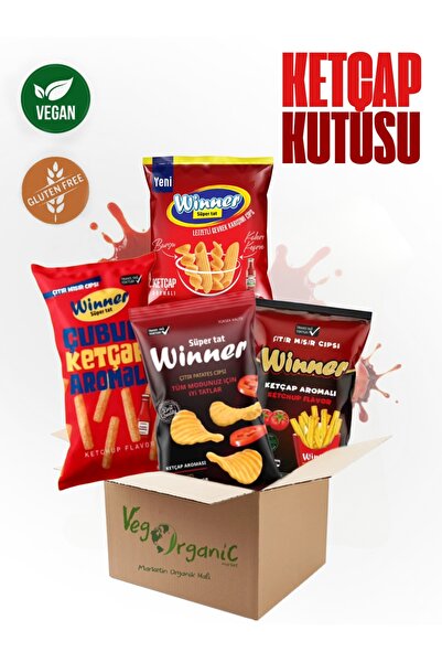 WINNER Vegan Ve Glutensiz Içerik DEV MEGA Ketçap Kutusu Aromalı Mısır Ve Pata...