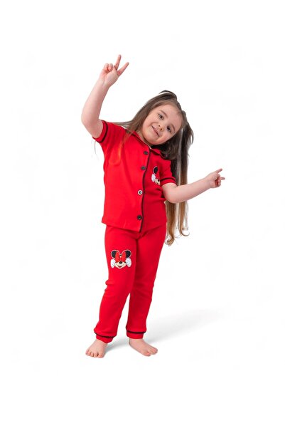 voyyo kids baby Girl's Summer Mici Printed Summer Short Sleeve 100% Cotton Nightwear Pajama Set