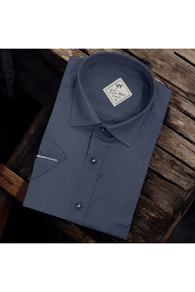 GÖMLEK GALERİSİ Men's Classic Relaxed Fit Pocket Plain Filafil Short Sleeve Shirt