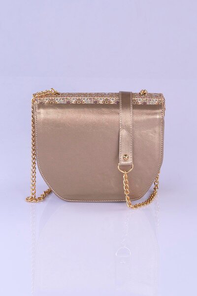 MODA Colorful Ethnic Kilim Patterned Women's Shoulder Bag – Bohemian Style, Chain Strap, Lock Cover