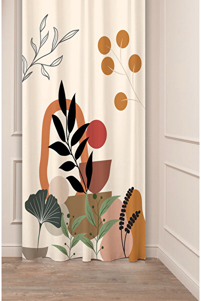 GREENDECOR Floral Bohemian Minimalist Leaf Cream Beige Patterned Special Desi...
