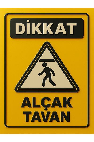 sıradışıhediyem Caution Low Ceiling Warning Sign 20X15Cm Metal