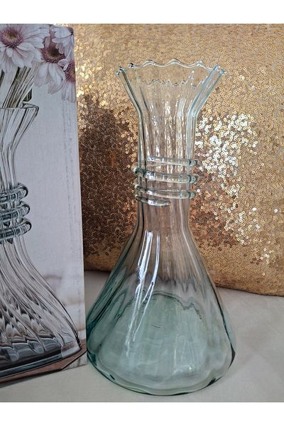 Decovio Glass Vase Water Green Modern Stylish Style Vase 1 Piece 26 cm