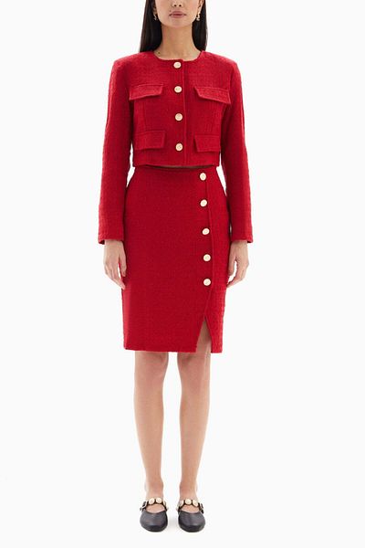 wecre8 Red Buttons Set of Jacket and Skirt By WECRE8