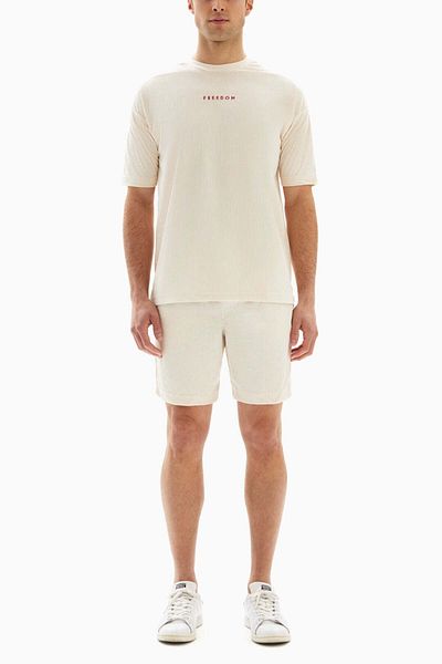 wecre8 Beige "Freedom" Set of T-shirt and Shorts By WECRE8