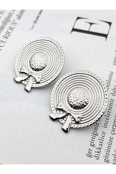 Siya Silver Ribbon Bow Model Tarnish-Free Steel Earrings