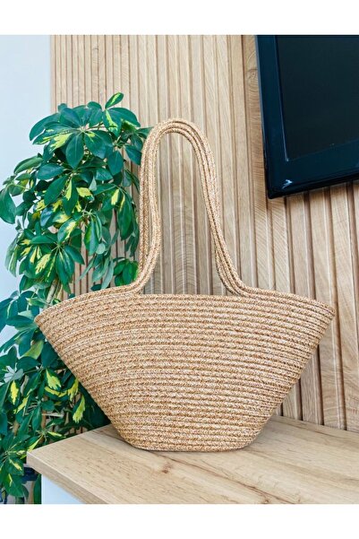 HLM TEKSTİL حقيبة الشاطئ النسائية من القش والجوت من BEYZAM HOME