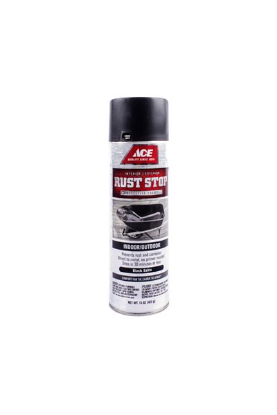 ACE Rust Stop Protective Enamel Spray Paint Black Satin 15oz