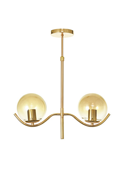 Avizemoda Ranya 2 li Bal Camlı Salon Oturma Odası Modern Avize - (Gold Kaplama)